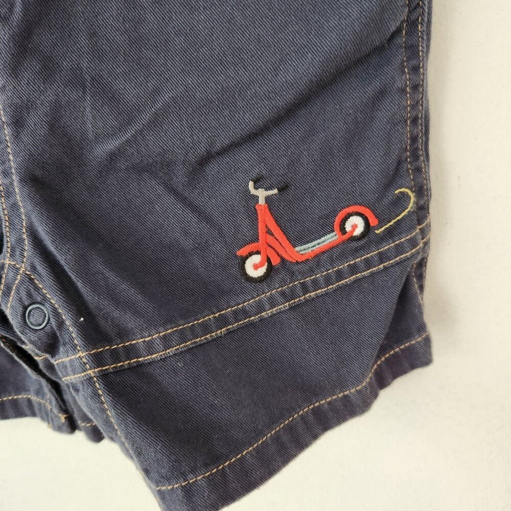 Janie and Jack Boys Overalls Shorts Blue Shortalls Outfit Embroidered 18-24M - Picture 3 of 8